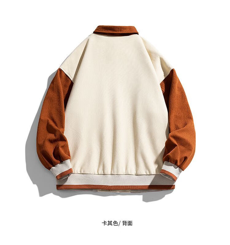 crew男士复古潮牌ins秋季经典外穿拼色夹克外套高街棒球服 黑色 m