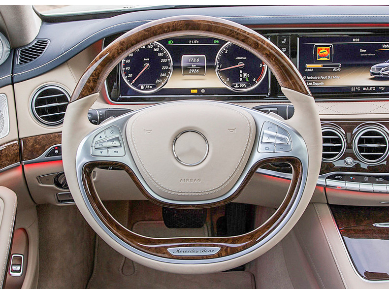 专用于奔驰s级桃木方向盘改装s350 s320 s400 s500 s600 w222升级品质