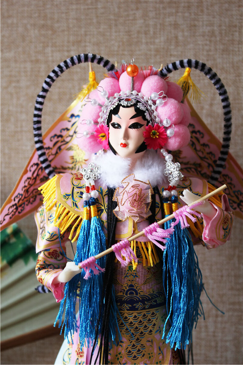 京剧人偶中国风 中国风京剧娃娃摆件绢人娃娃 北京特色礼品老外娟人偶