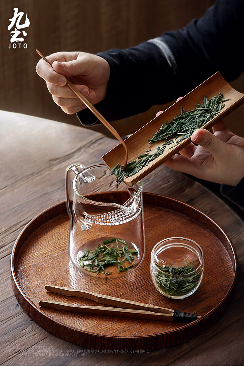 九土耐热玻璃公道杯透明办公泡茶杯带月牙一体过滤分茶杯茶道器具