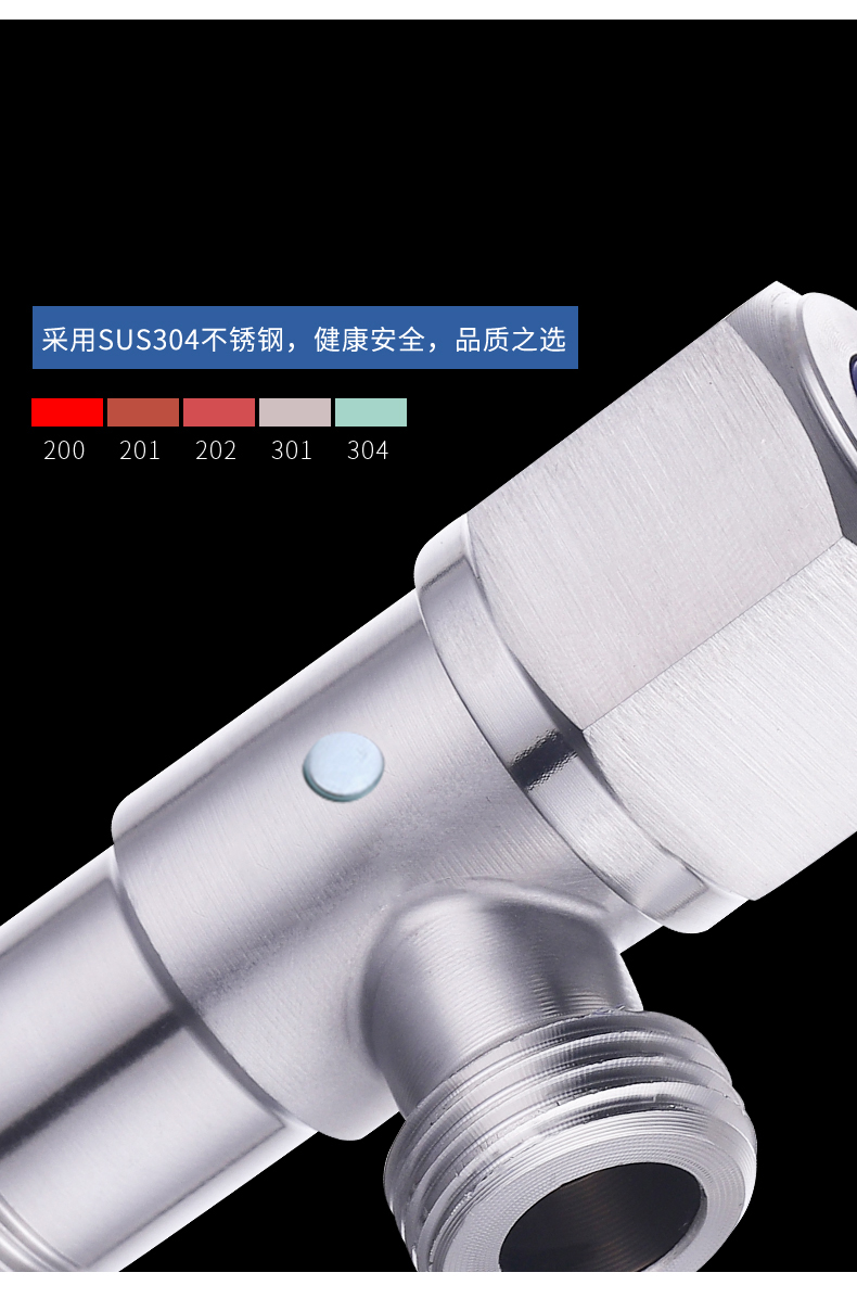 三角阀全铜冷热水阀门开关水家用304不锈钢三通一进二出止分水阀六角