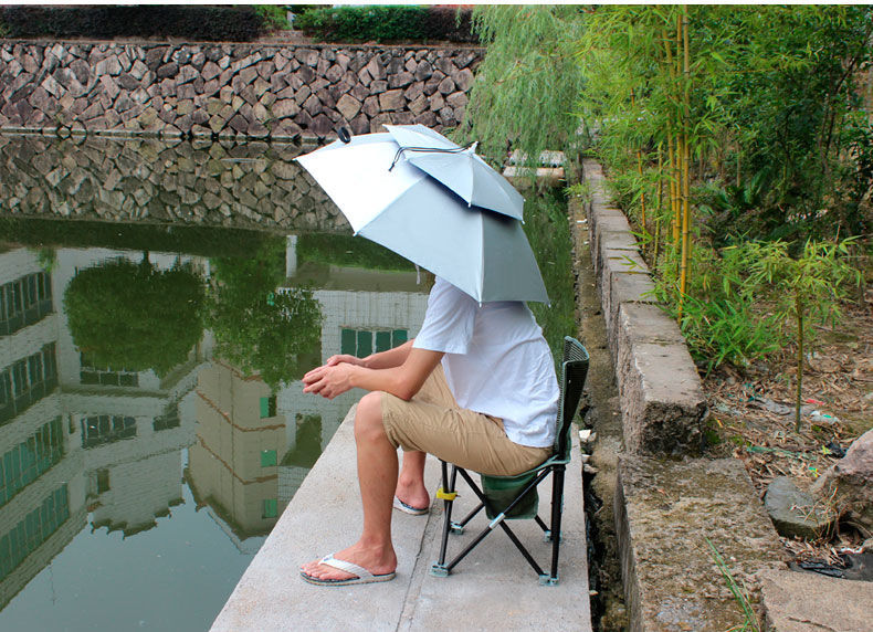精质雨伞伞帽头戴雨伞帽子钓鱼头戴太阳伞户外采茶环卫防晒斗笠伞折叠