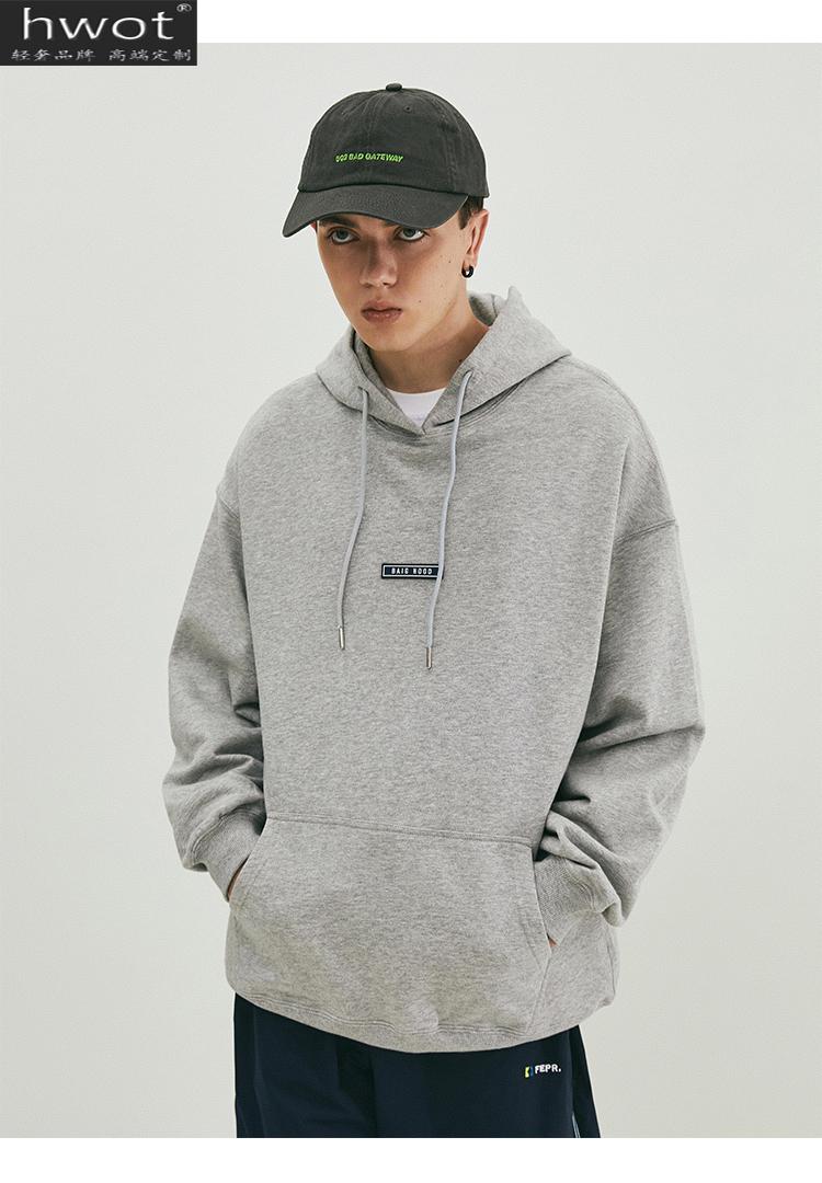 hwot 意大利国际奢侈品牌男装 秋季男士连帽贴标卫衣情侣潮牌上衣藏青