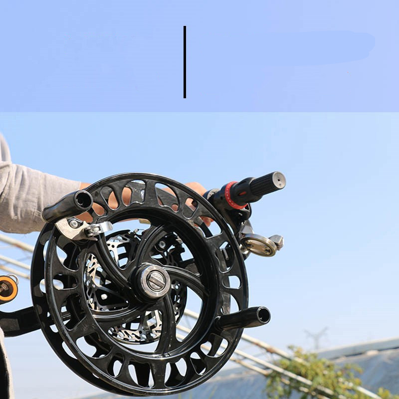 风筝大型新款电动背带风筝轮盘手握轮不锈钢线盘轮大型成人 28cm刹车