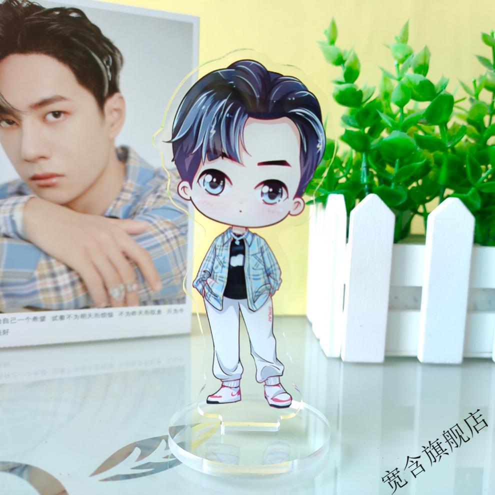 王一博周边q版双面亚克力立牌桌面汽车卡通应援收藏礼品 白牡丹博q立