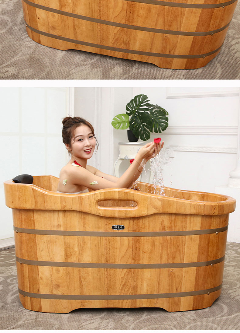 实木美容院泡澡木桶浴缸大人洗澡盆成人瑶浴桶家用木质非折叠浴桶长