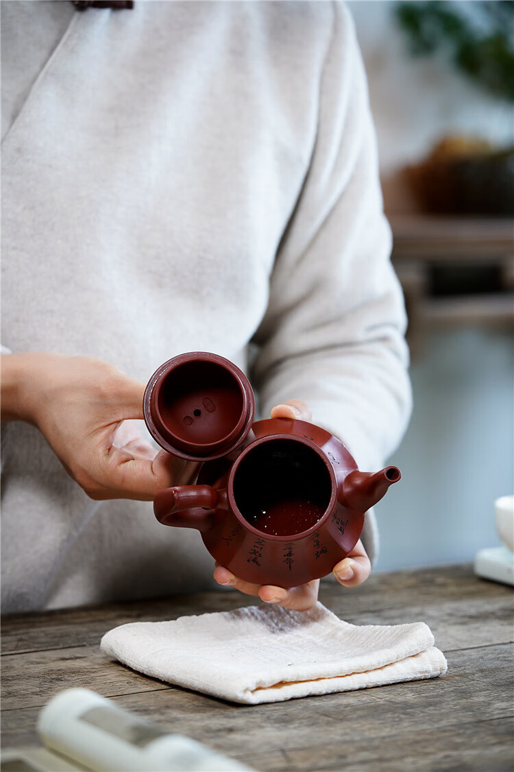 善财宜兴原矿紫砂名家张继丽原矿大红袍紫砂壶全手工古灯茶壶功夫泡