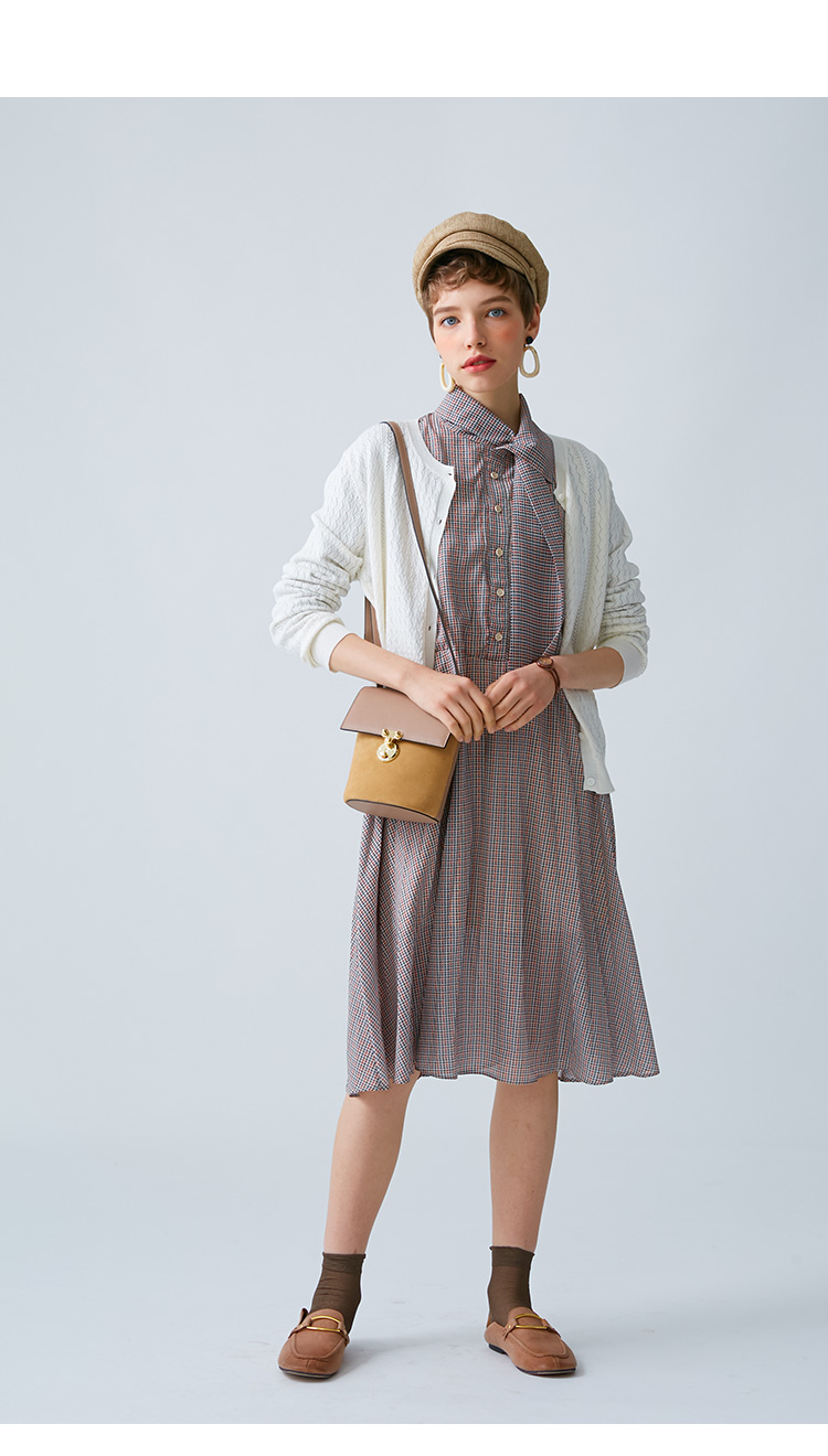 云上生活 长袖单排扣暖杏色针织衫宽松开衫外套z2869 暖杏色 xl