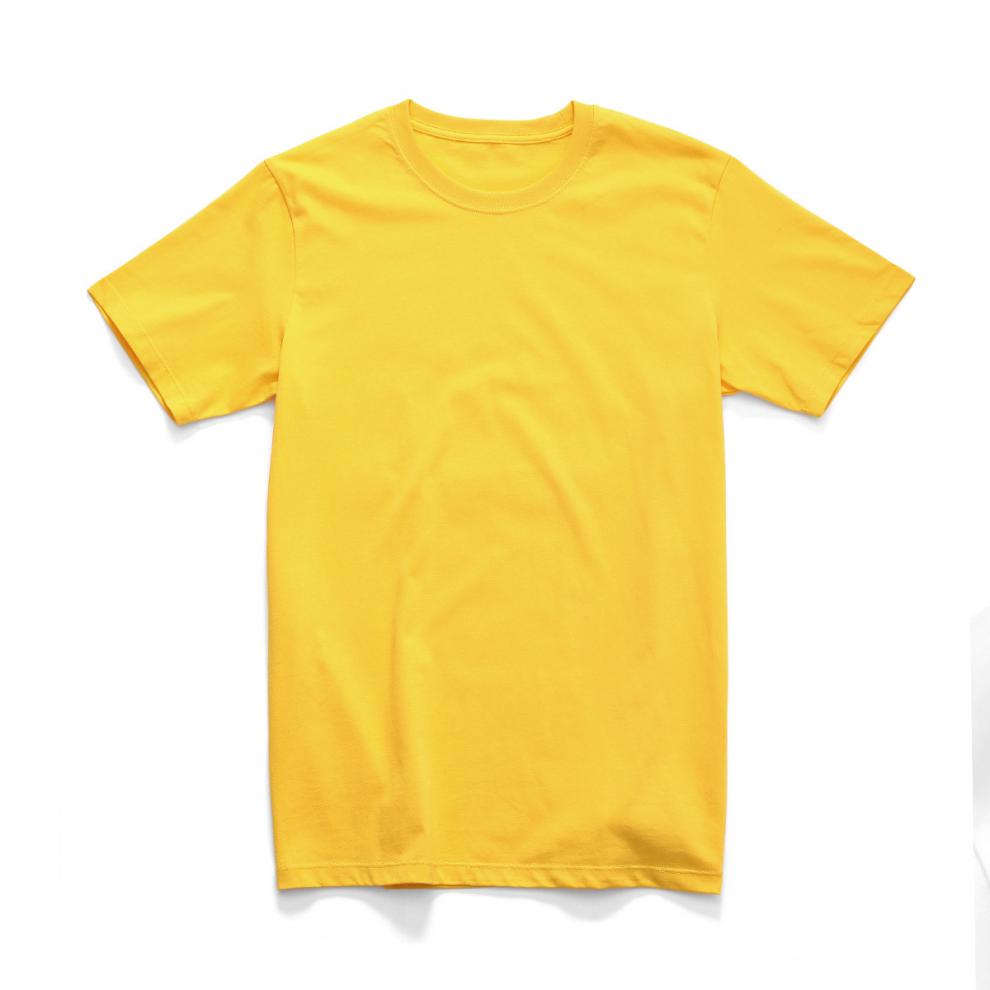 200g重磅长绒新疆棉紧密赛络纺短t男女色圆领棉短袖t恤 柠檬黄 s