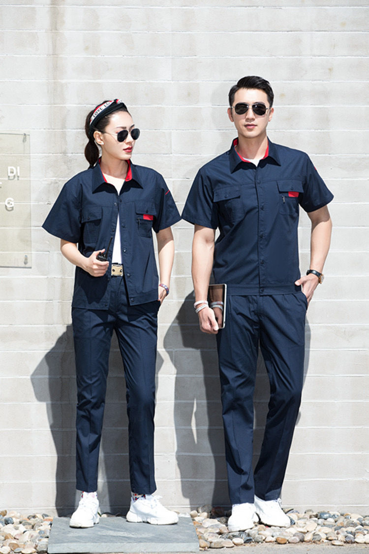 夏季薄款短袖工作服套装男耐磨厂服车间工服定制汽修服工装劳保服套装