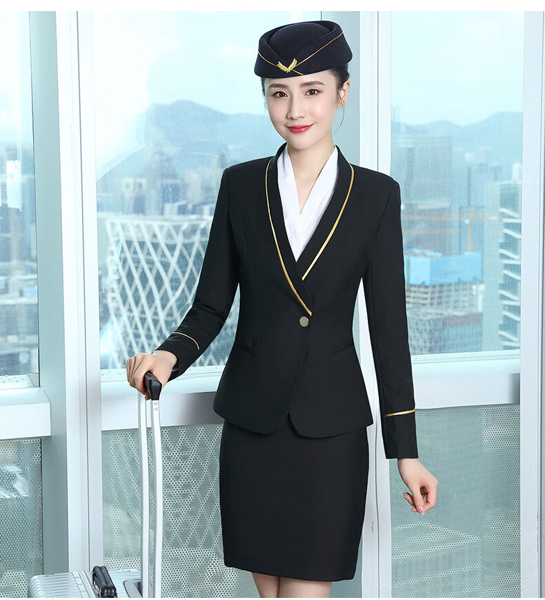 南航空姐制服职业套装女酒店前台气质时尚工作服空乘面试服装 藏青