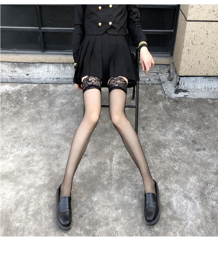的丝袜蕾丝花边黑丝袜女款长筒袜子过膝白丝袜可爱jk日系黑色ins潮520