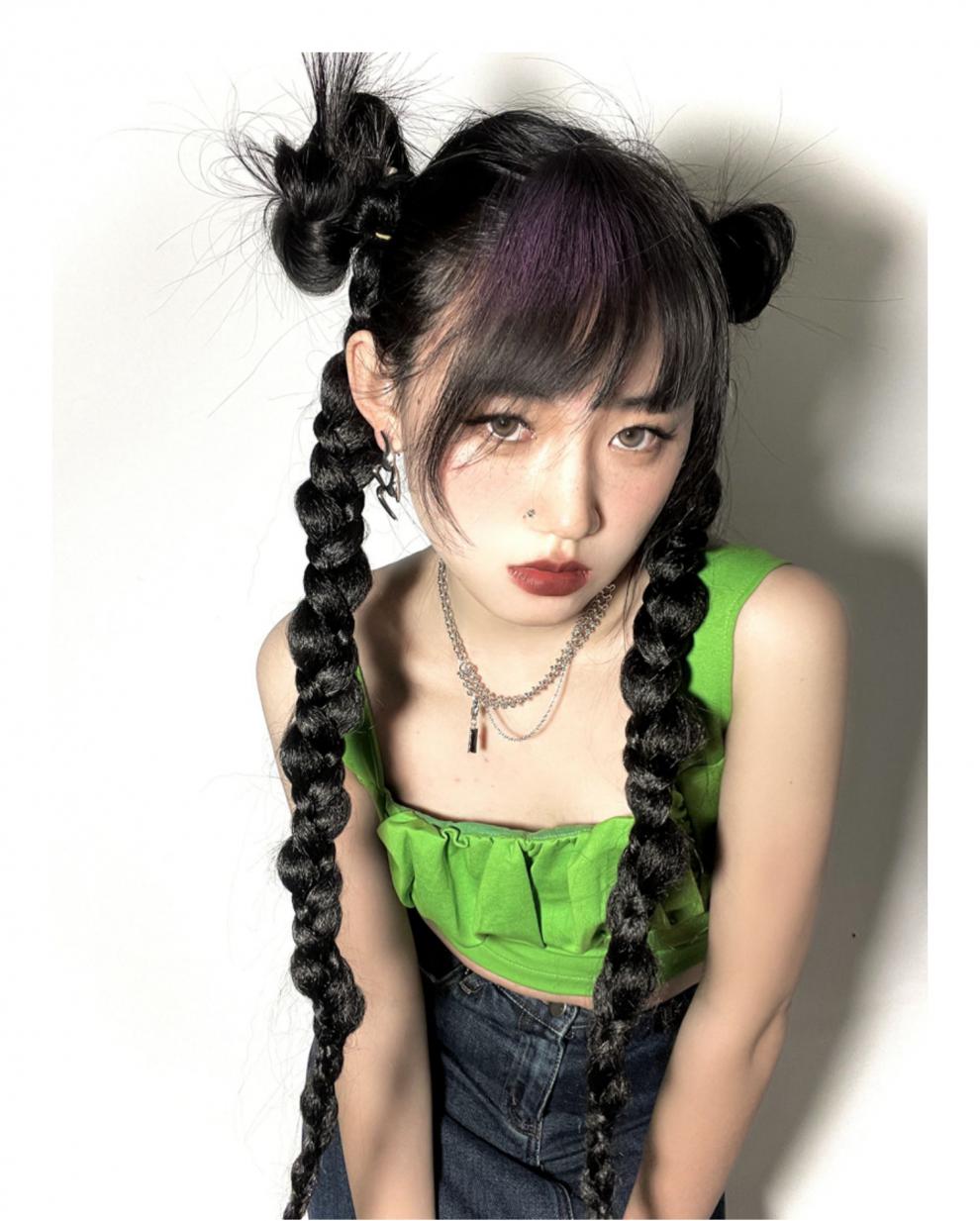 仿真发甜酷女孩网红辣妹泡泡辫 欧美风长辫子自然黑70厘米1对装【图片