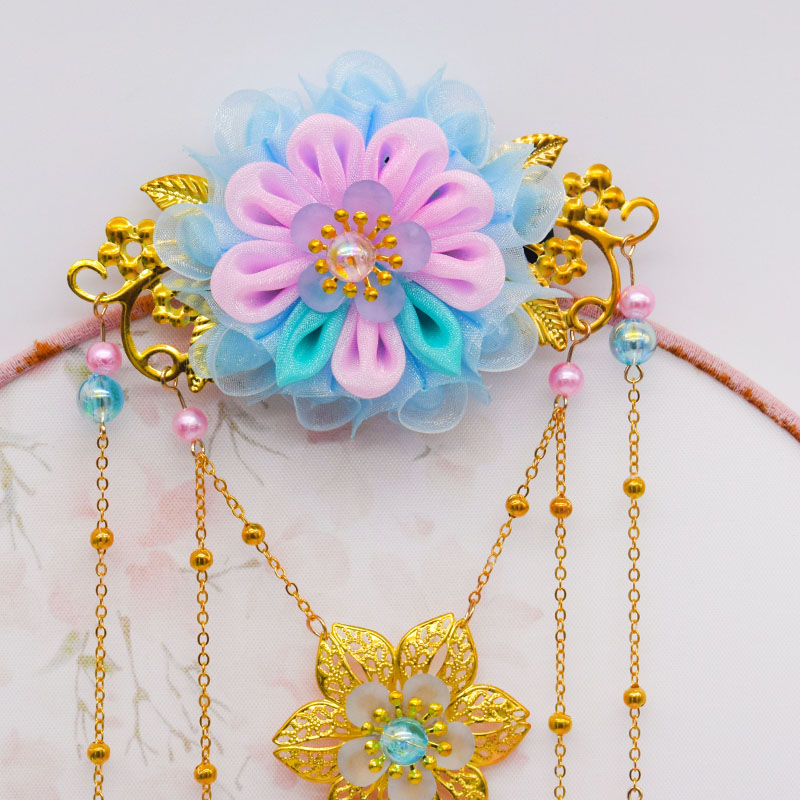 儿童古装头饰女童汉服古风发饰蝴蝶发卡步摇小女孩古代流苏发夹红钗一