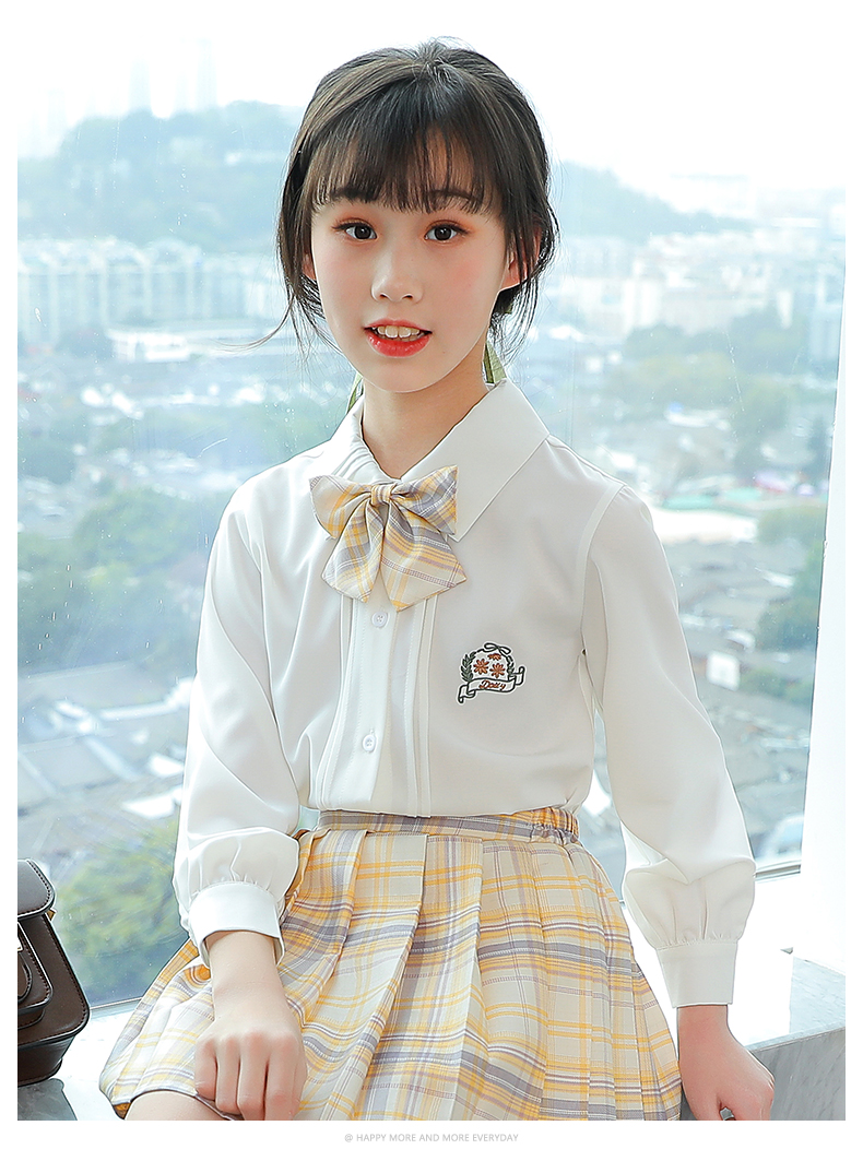 女童jk白衬衫春秋2021新款小学生学院风上衣春季儿童可爱长袖12岁女孩