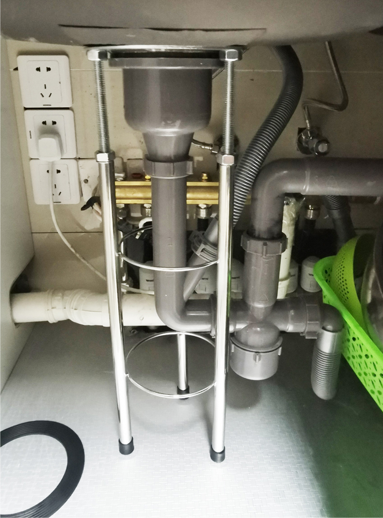 不锈钢水盆支撑杆厨房水槽台下盆支撑架专用托架调节石英石固定架菜盆