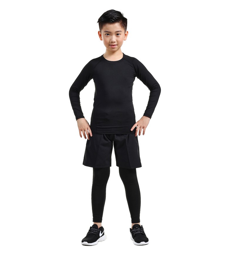 儿童紧身速干衣男紧身衣训练服套装男篮球足球跑步健身服小孩运动打底
