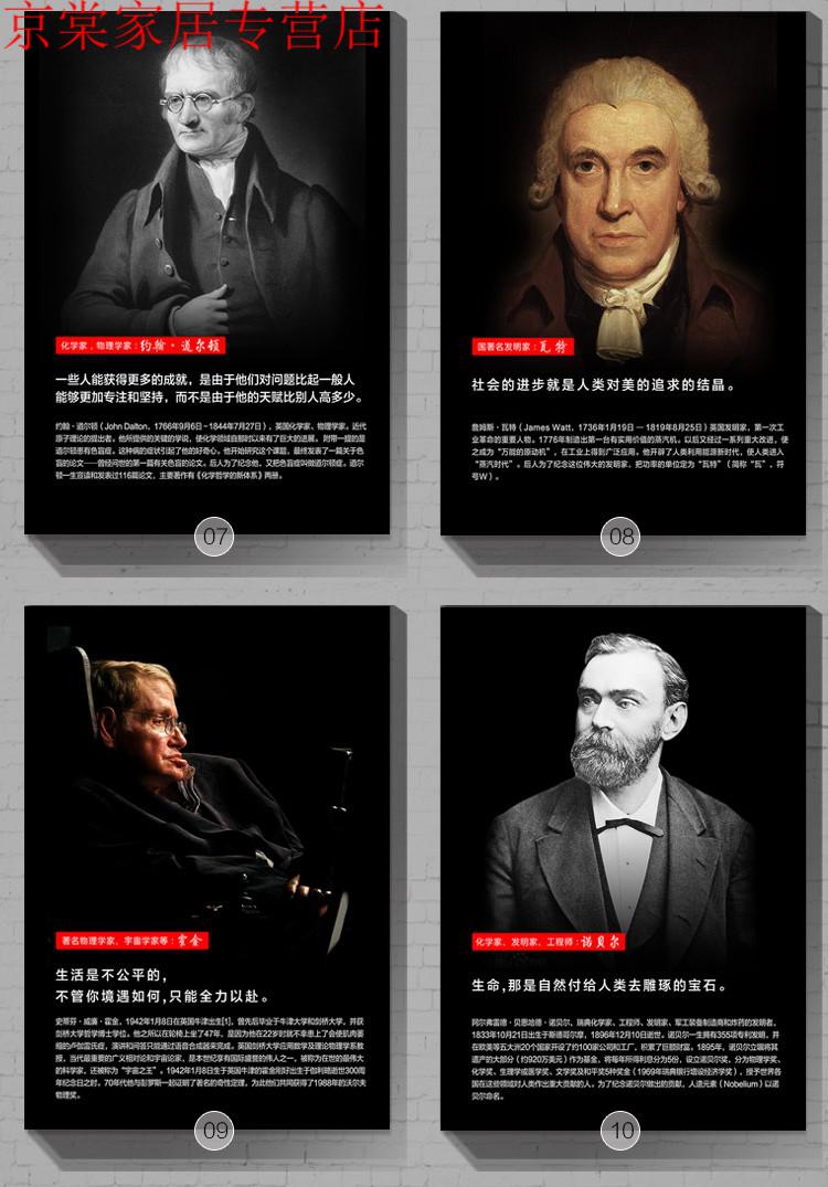 科学家装饰画伟人画像无框名人名言挂画学校教室走廊壁画教育海报定制