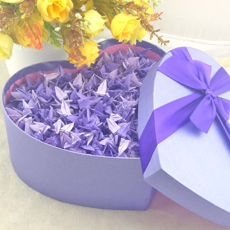 千纸鹤折纸瓶子1000紫色千纸鹤折纸成品爱心礼盒玻璃瓶套装材料包七夕