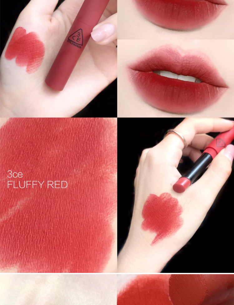 精选优货3ce烟管口红透明管唇釉丝绒雾面哑光220脏橘南瓜色土棕色小众