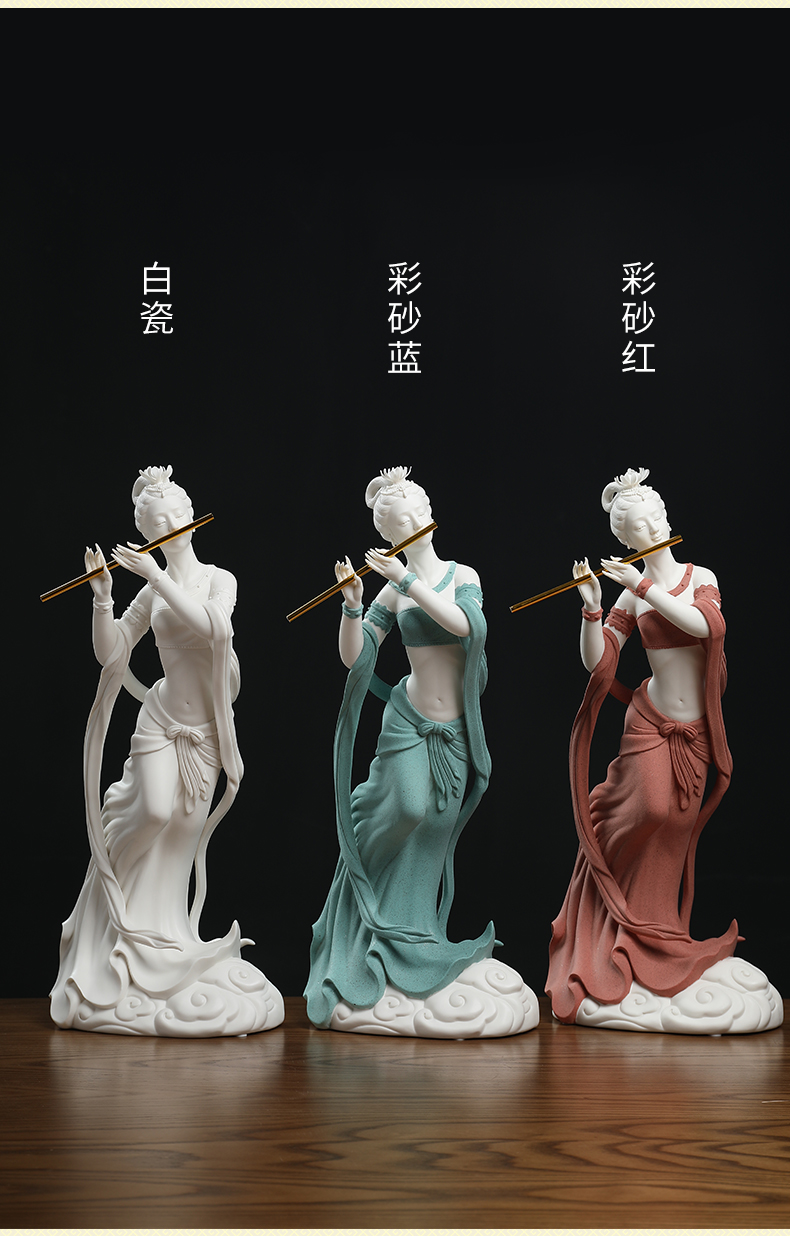 东方泥土敦煌《飞天系列》雕塑艺术品德化白瓷人物陶瓷工艺品摆件 d52