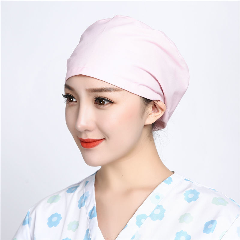 花色护士帽有松紧可调节大夫帽纯色卫生帽圆帽男女通用帽p1 紫雨荷