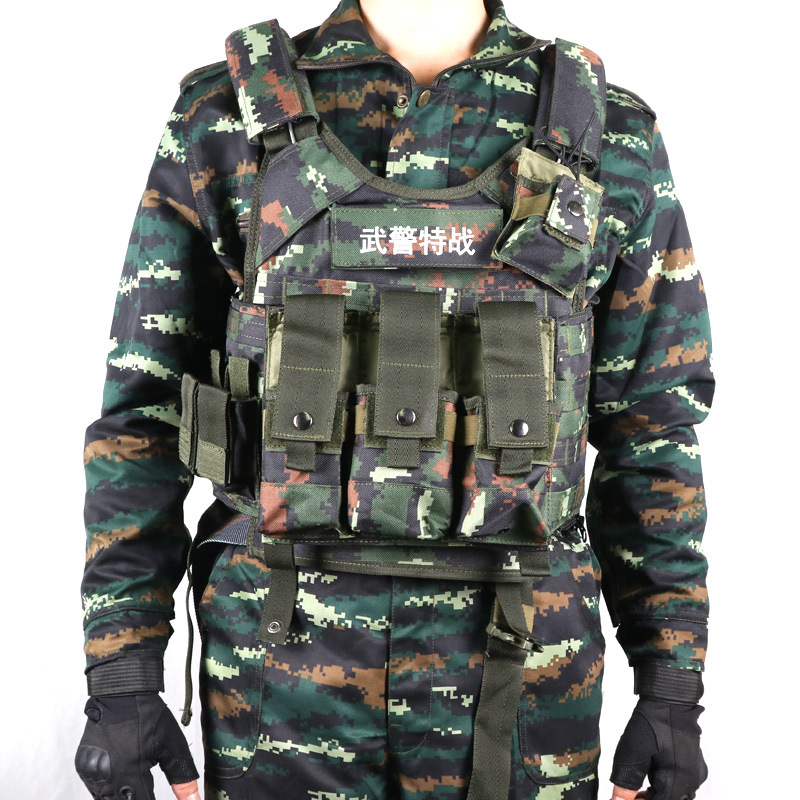 户外战术休闲快拆背心多兜透气虎斑多功能战术背心马甲户外背心 快拆
