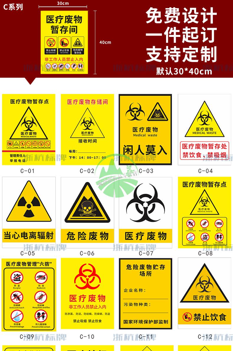 病区医院感染区半污染区用拖把抹布分区域分类提示标识贴纸定制感染区