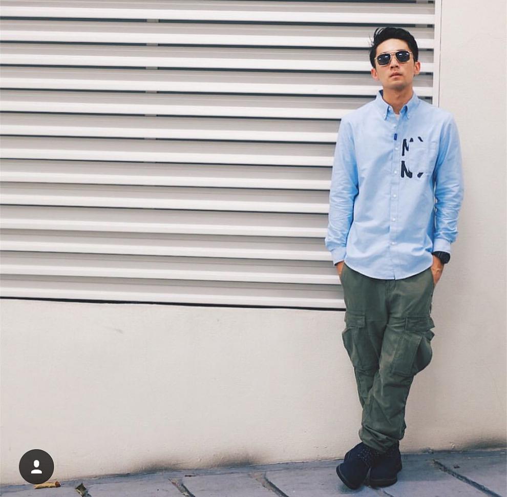 范斯图vansetu日系潮牌余文乐同款牛津纺衬衫衬衣休闲男士青年长袖