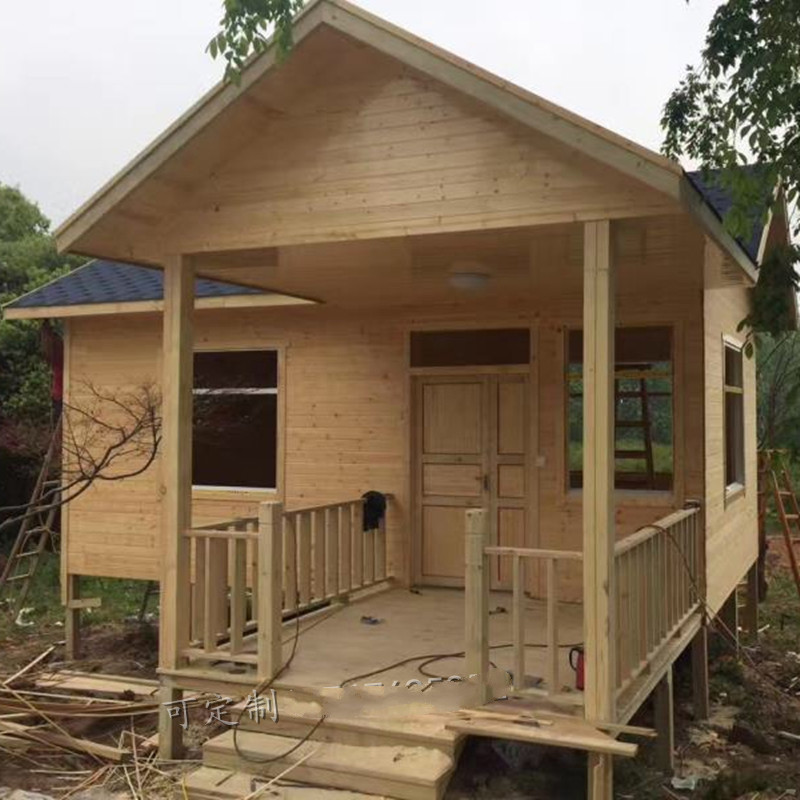 中式防腐木屋碳化实木庭院别墅复古岗亭木房子售货亭室外茅草小屋款式