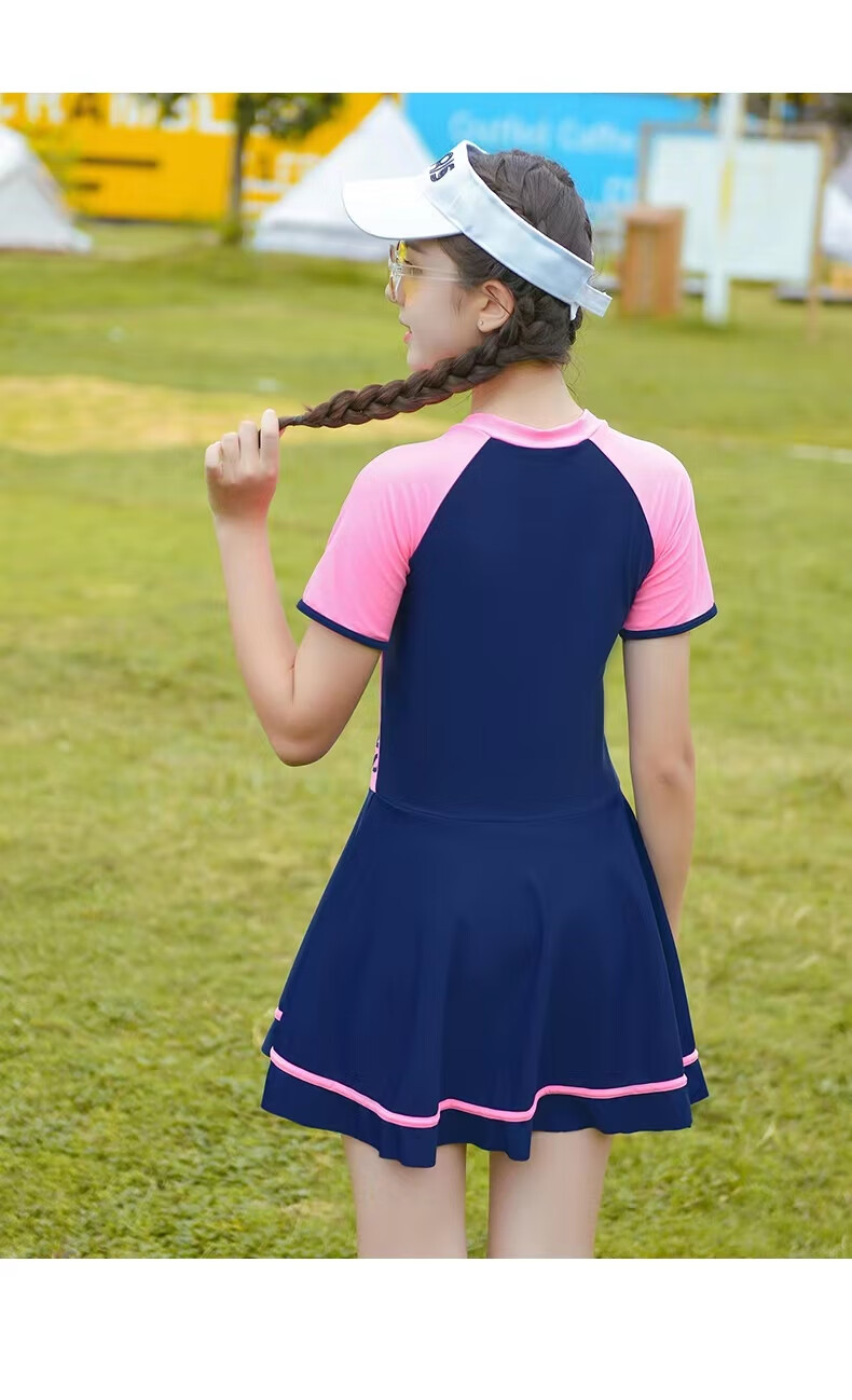 游泳衣女初中生女童泳衣中大童女孩初中学生泳装少女青少年儿童连体