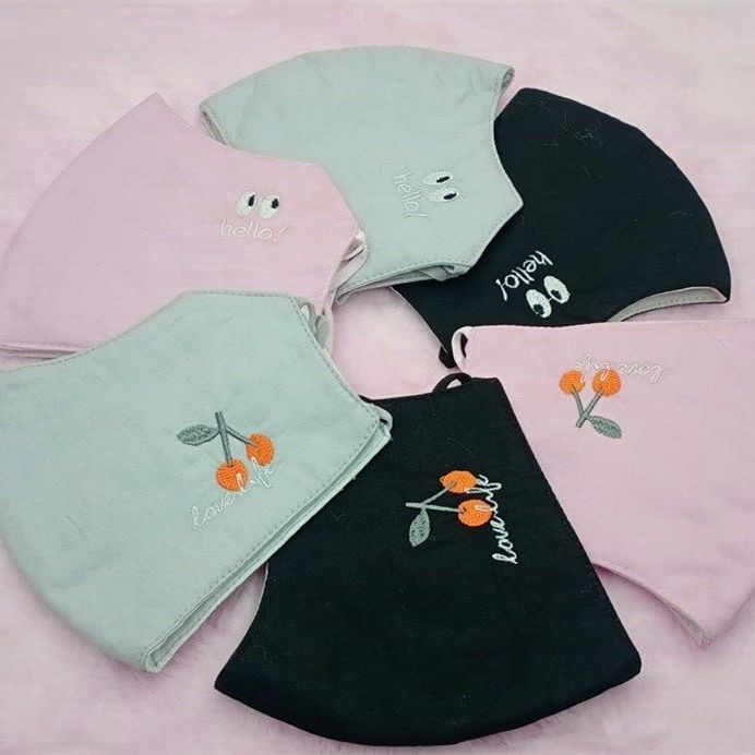 防过敏口罩男女韩版时尚刺绣图案透气护眼角春秋冬保暖易过敏冬季潮