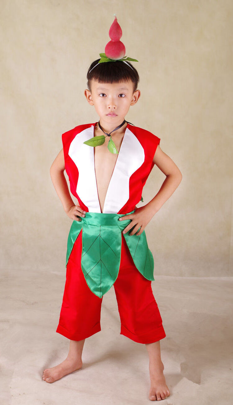 儿童葫芦娃服装幼儿葫芦兄弟装扮成人葫芦娃演出服cos衣服动漫 红色