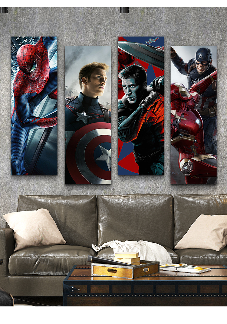 2021新款漫威装饰画复仇者联盟钢铁侠酒吧网吧背景墙壁画客厅房间玄关