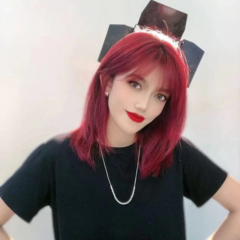 红色系海王媚拉樱花粉染发剂自己在家染2020流行无需褪色 正红色 褪色