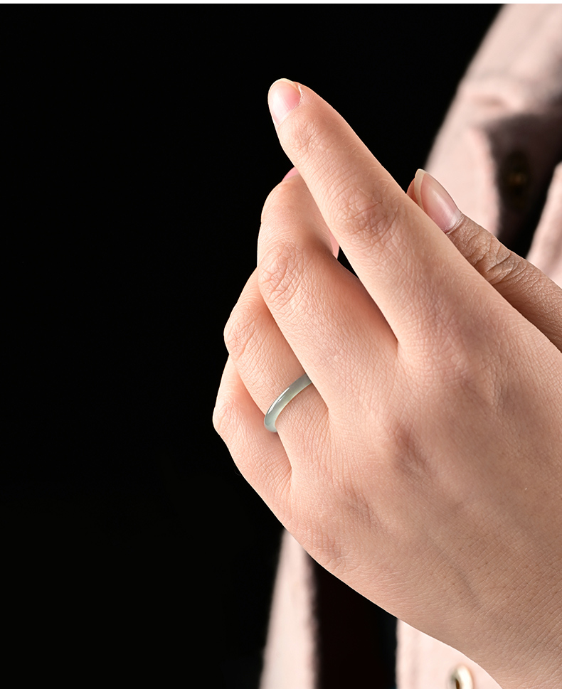 【七夕】素圈戒指玉 缅甸a货翡翠冰种极细玉戒指女款简约素圈玉石指环