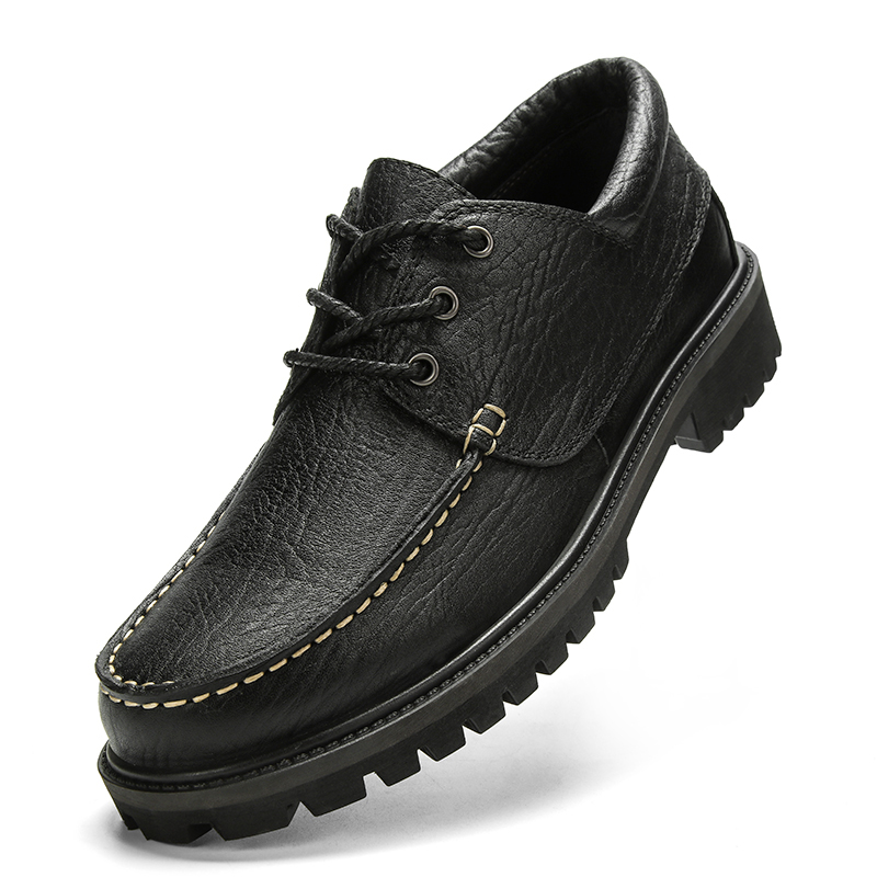 男士大码工装鞋男鞋防滑户外休闲鞋男爸爸鞋牛皮鞋黑色38