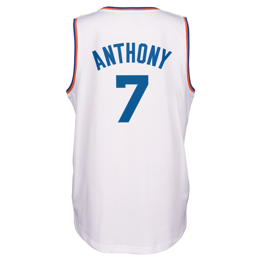 nba全明星滕讯体育nba尼克斯队7号安东尼球衣蓝白色甜瓜篮球服版定制