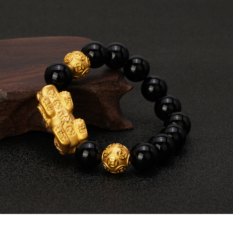 旬谨纪黄金回纹珠金钱转运珠硬金999足金铜钱金珠子散珠diy手链串珠