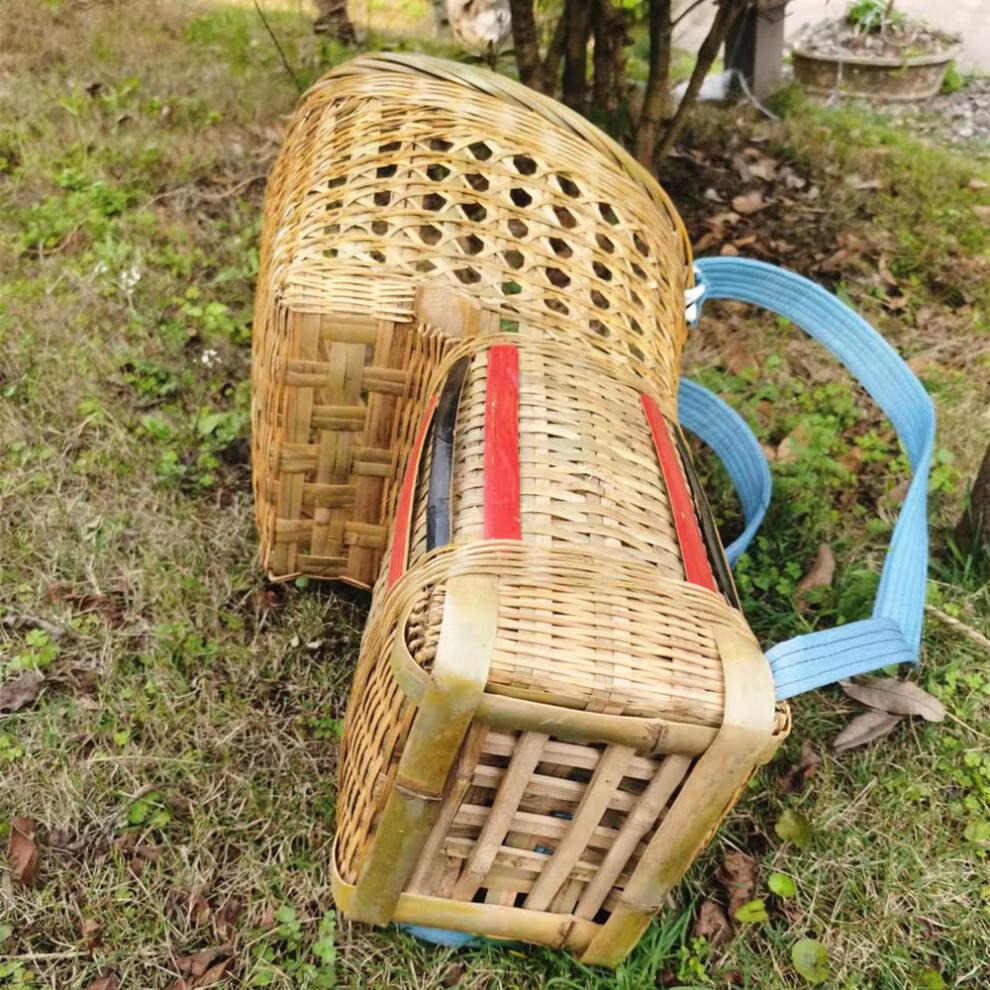 背小孩竹编背篓儿童背篼背娃娃婴儿传统老式凉背筐男女通用结实 长35