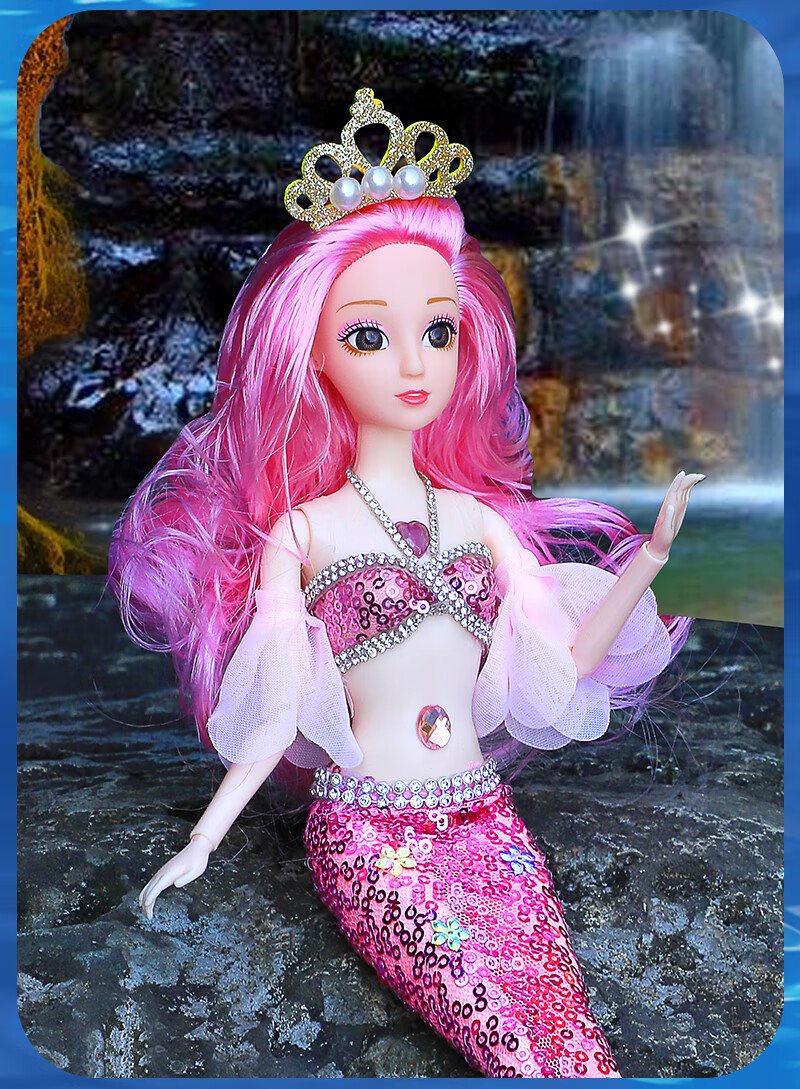 42厘米美人鱼芭比娃娃会说话的公主精致手工玩偶仿真儿童玩具女孩浅仔
