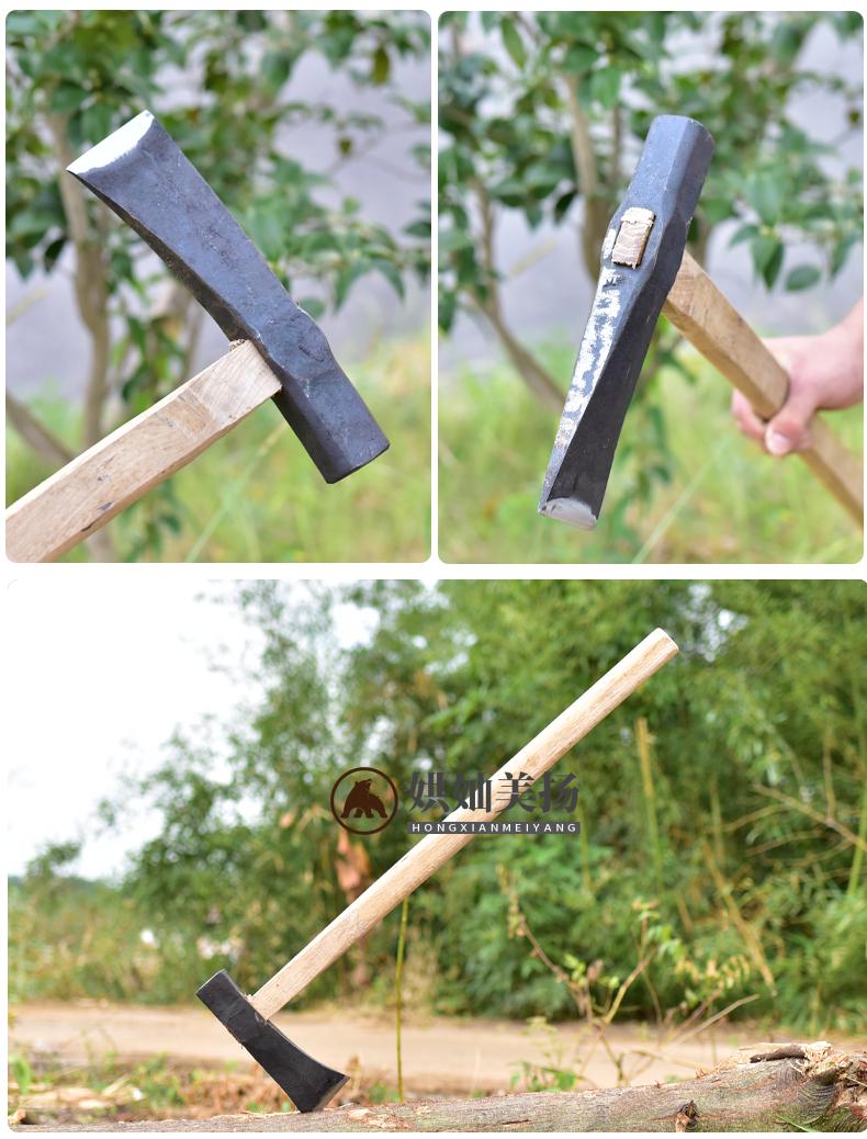 斧头劈柴精钢锻打柴斧大斧子柴斧头劈柴神器家用农村劈柴斧树专用工具