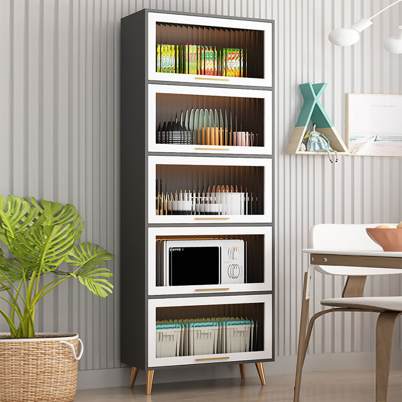 轻奢餐边柜现代简约靠墙碗柜落地柜实木厨房储物柜家用置物柜带脚60长