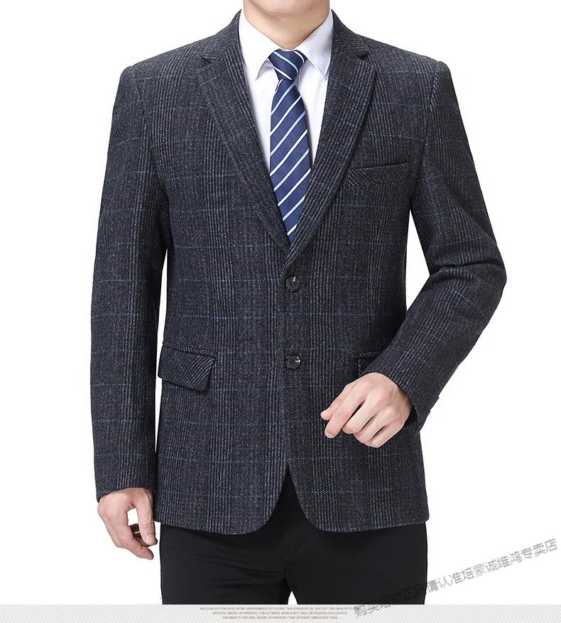 培蒙peimeng2021春秋装新款男士羊毛西服中年休闲西装单件宽松外套男