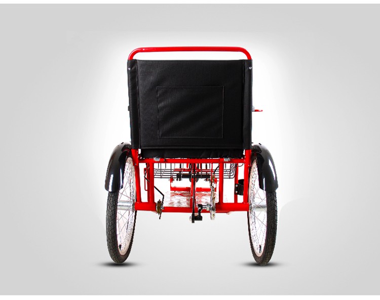 老年人力手摇三轮车老人残疾人手摇推拉三轮车代步车 红色【图片 价格
