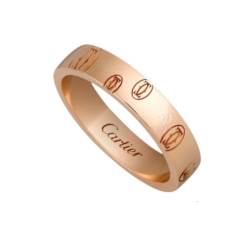 cartier卡地亚男女同款可做结婚戒指18k玫瑰金双c标志戒指单只47女士