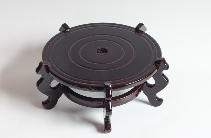 圆形底座木质架子不旋转矮脚底座木质垫子奇石花盆花瓶文玩垫底托不