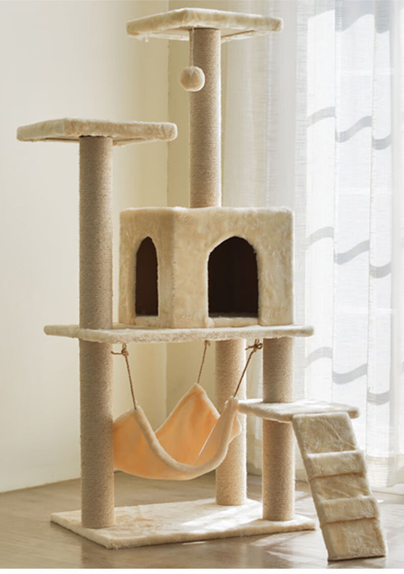 猫爬架猫窝猫树剑麻猫家具猫咪爬架玩具大型实木猫架子一体别墅窝013