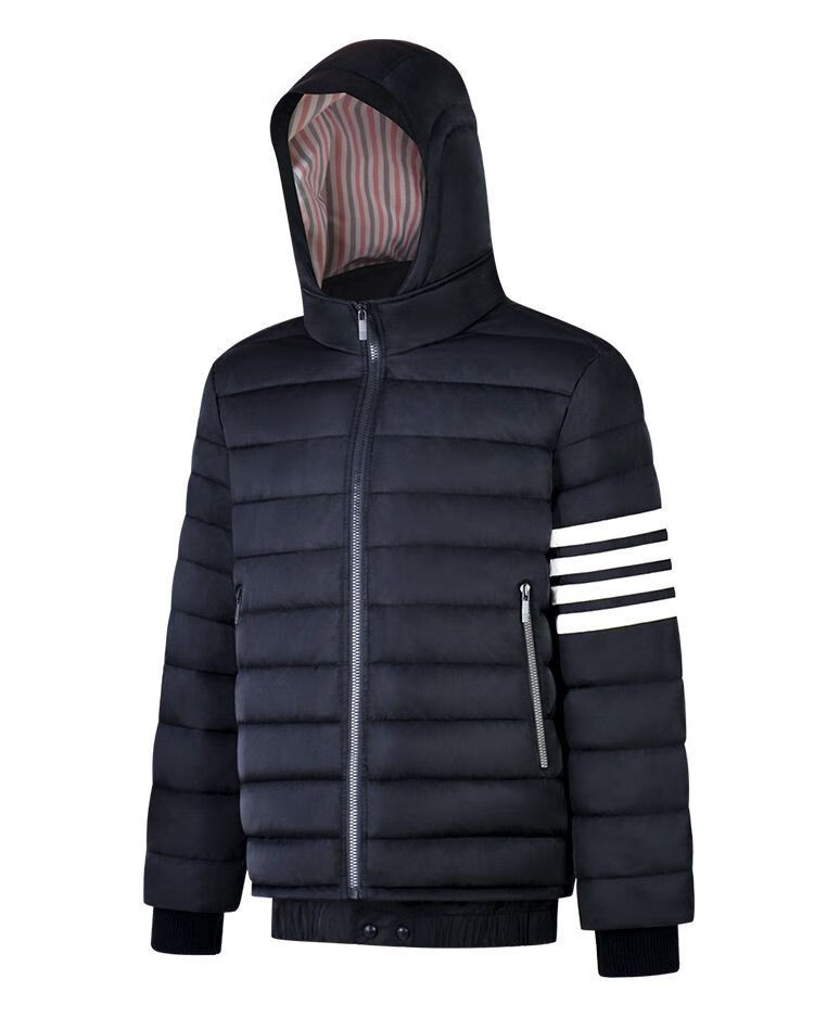 tb羽绒服美式时尚潮牌四条杠服连帽男女情侣休闲运动冬季保暖外套 深