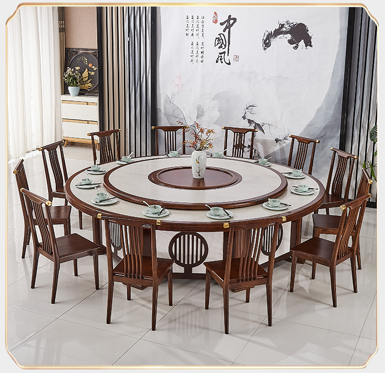居富德精选好货酒店大圆桌电动酒店餐桌大圆桌新中式电动实木转盘餐台